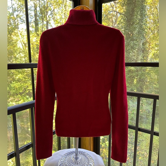 Dark Red Oxblood Cashmere Turtleneck Knit Sweater ~ L - Picture 3 of 13